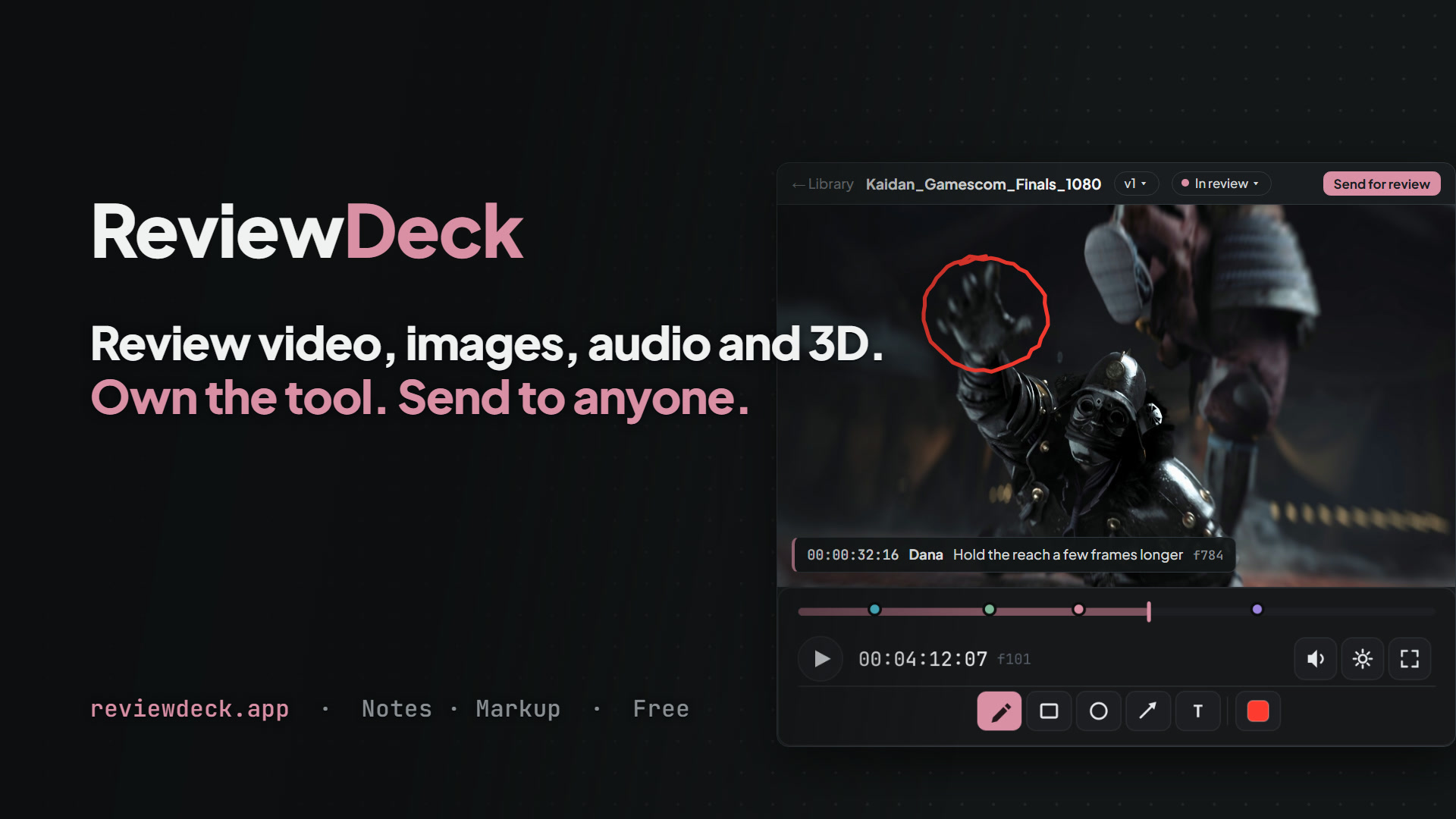 ReviewDeck: review video, images, audio and 3D assets. Own the tool. Send to anyone.